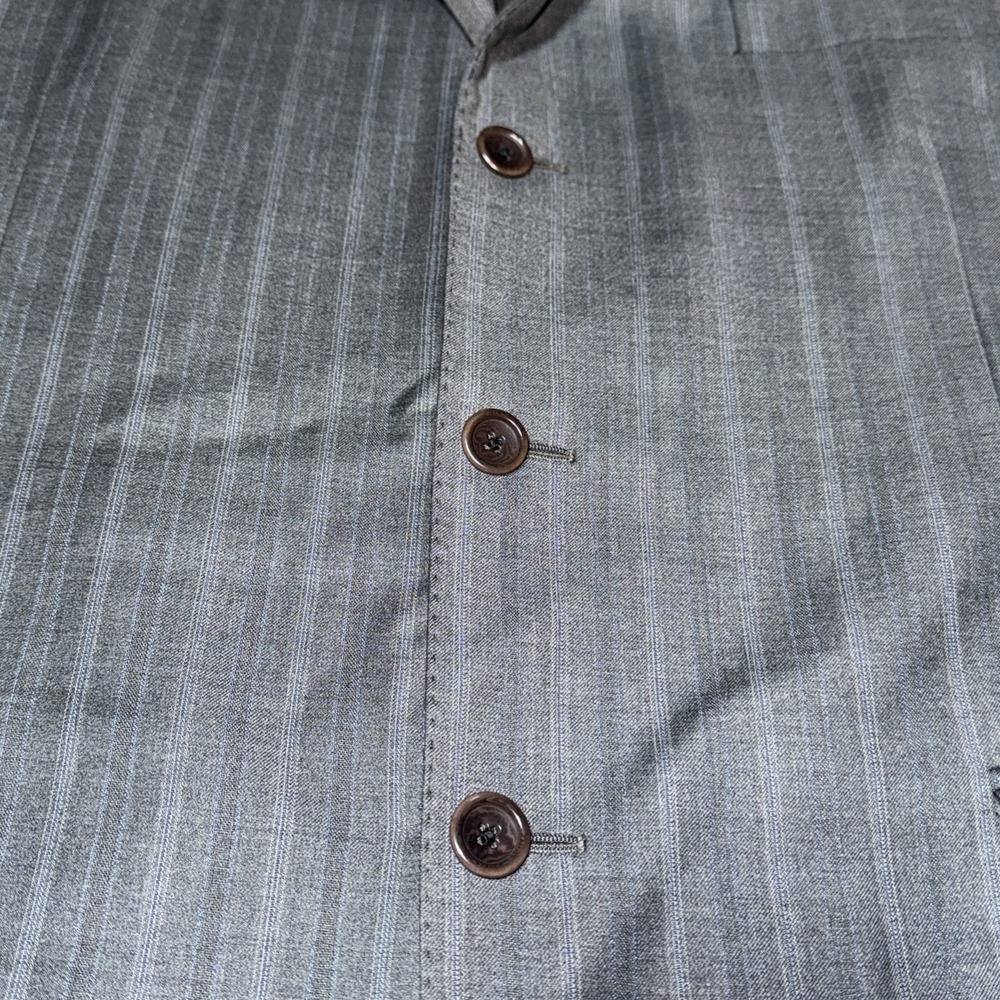 Ermenegildo Zegna Men Sz 48L Traveler Sport Coat Gray w/Blue Pinstripe Wool/Silk - Picture 14 of 14